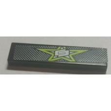 Part 2431pb402 Black Tile 1 x 4 with Lime Star and White and Black Mesh Pattern (Sticker) - Set 8681 